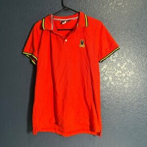 Psycho Bunny Polo Men's Large REd Bunny Logo Trim Collar Short Sleeve